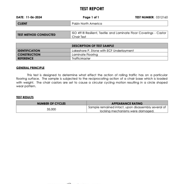 Castor Chair Test Report - 60