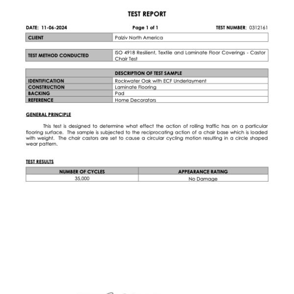 Castor Chair Test Report